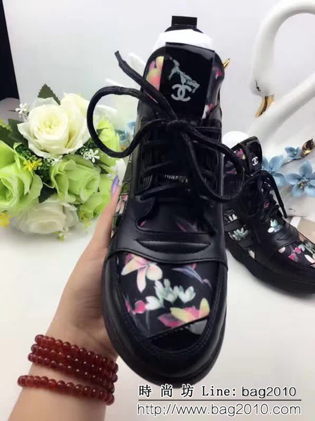 CHANEL香奈兒 最新款846 歐彈力布+牛皮 內增高女休閒鞋 QZS1450
